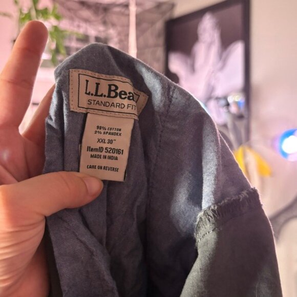 LL Bean Standard Fit Twill Pants XXL 30 Elastic Waist Casual Khaki Green - Picture 2 of 9
